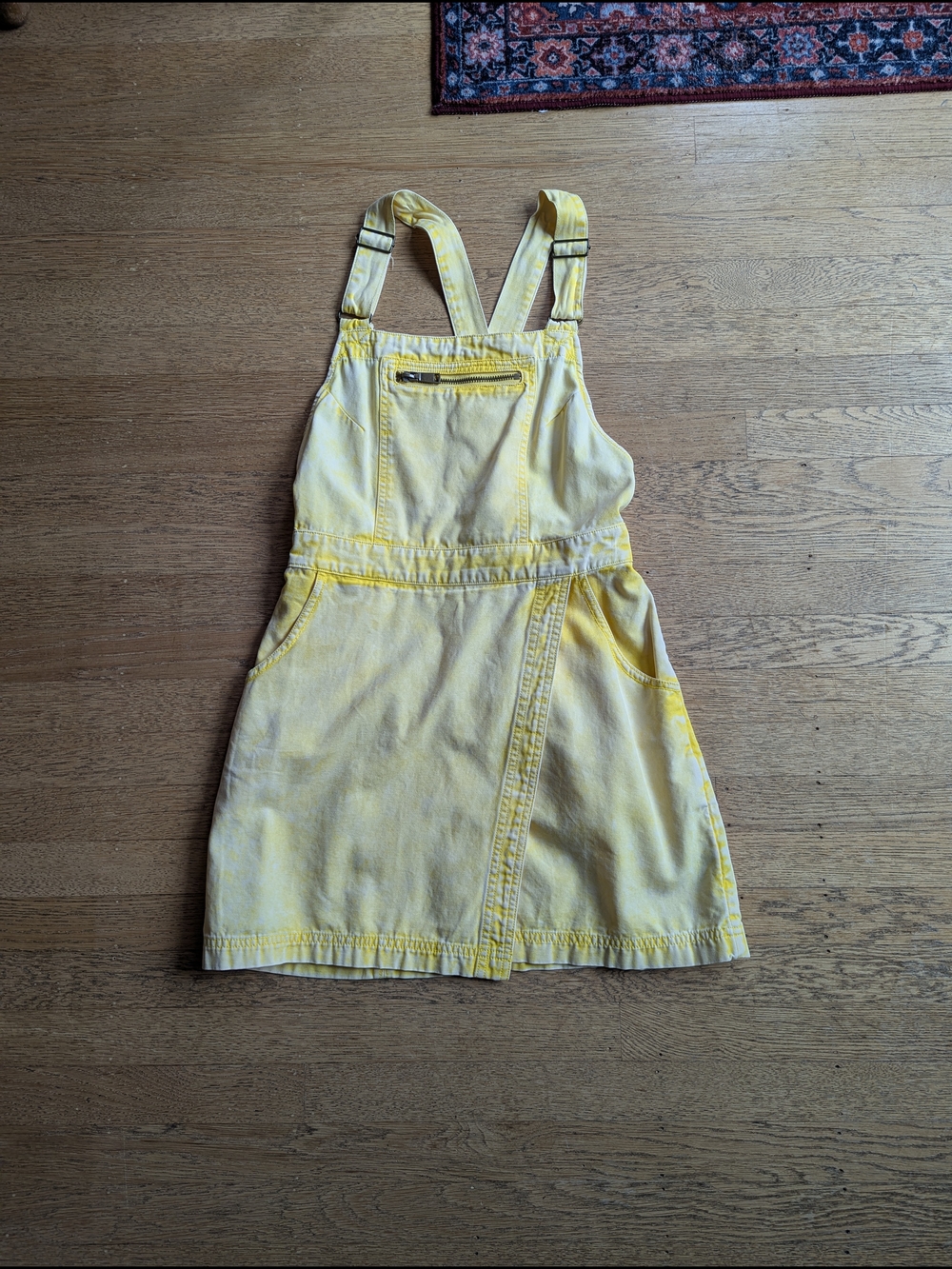 BDG Urban Outfitters Yellow Washed Lightweight Denim Overalls Dress 100% Cotton